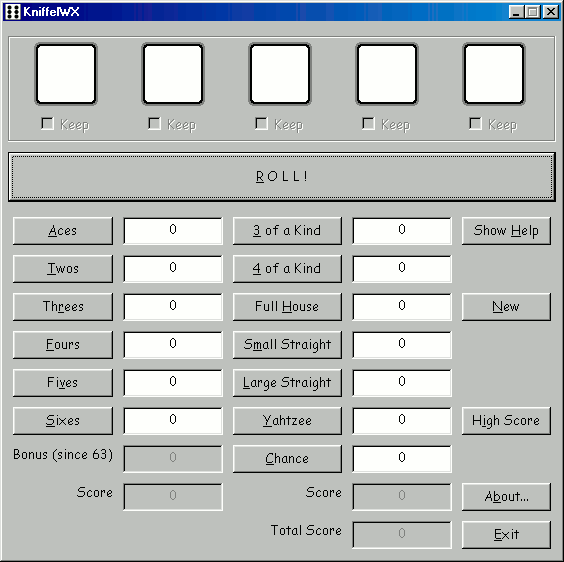 KniffelWX unter Windows 98
